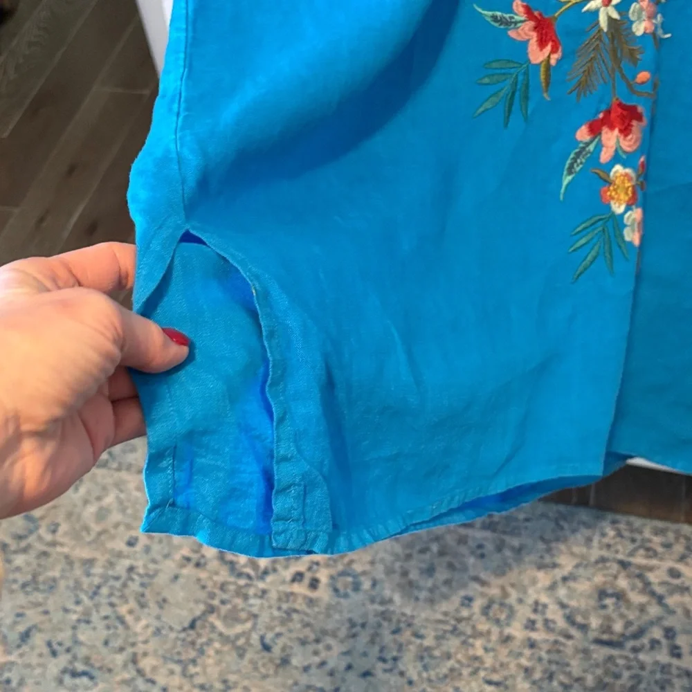 Johnny Was Vibrant Blue Embroidered Blouse - Picture 13 of 16